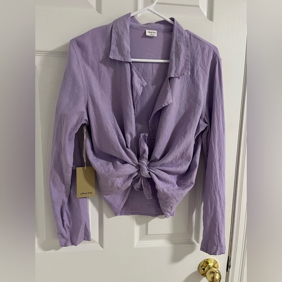 Wilfred Free Aperitif Lavender Linen Tie-Front Blouse - Picture 2 of 10